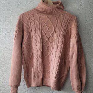 Women's Pink Cable Knit Sweater